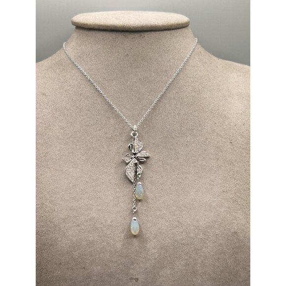 Swarovski Signature Swan Pendant Necklace Butterfly Flower with Crystal Drops - Picture 5 of 9